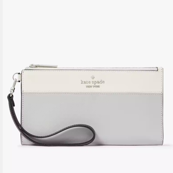 Kate Spade Madison Double Zip Wristlet Wallet Phone Case 
Platinum Grey Mult
NWT - Picture 2 of 16
